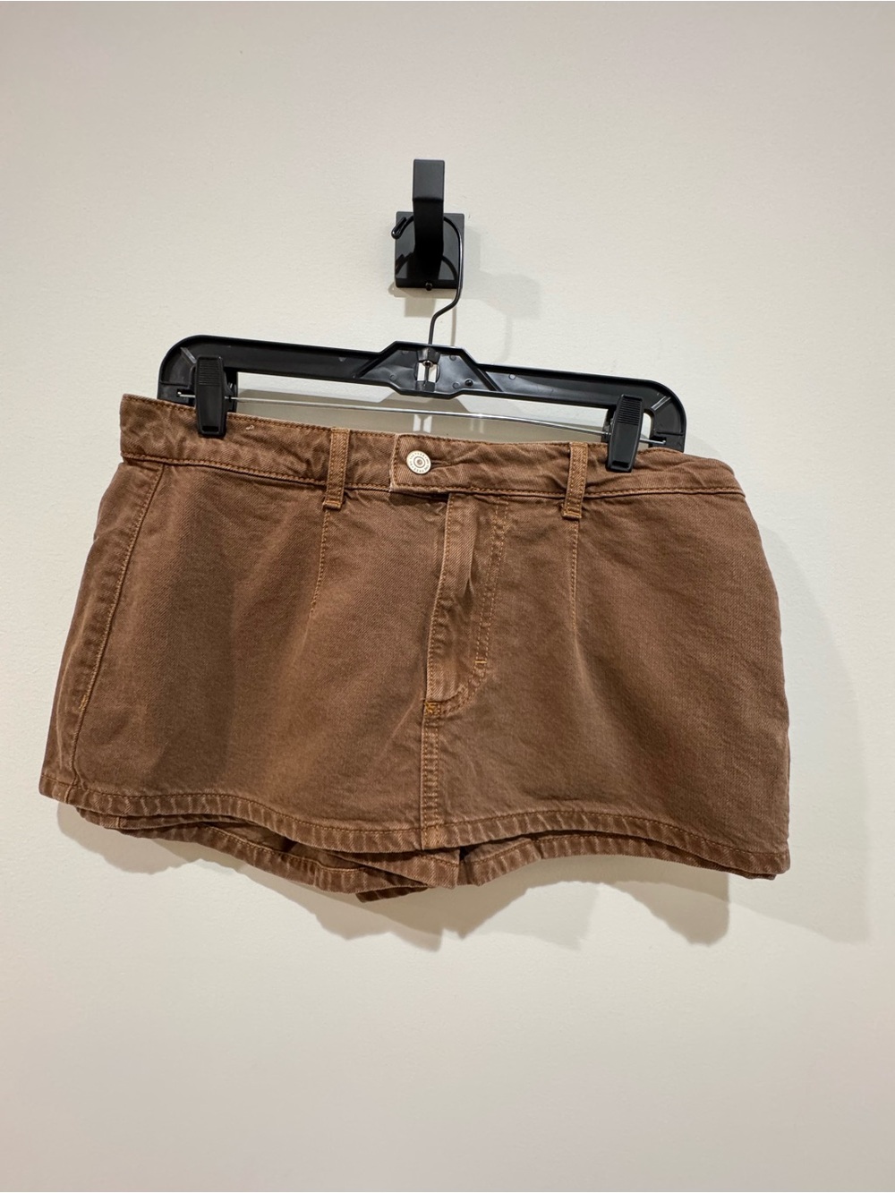 We The Free Brown Galivanting Peekaboo Denim Mini skorts Sz27 NWOT